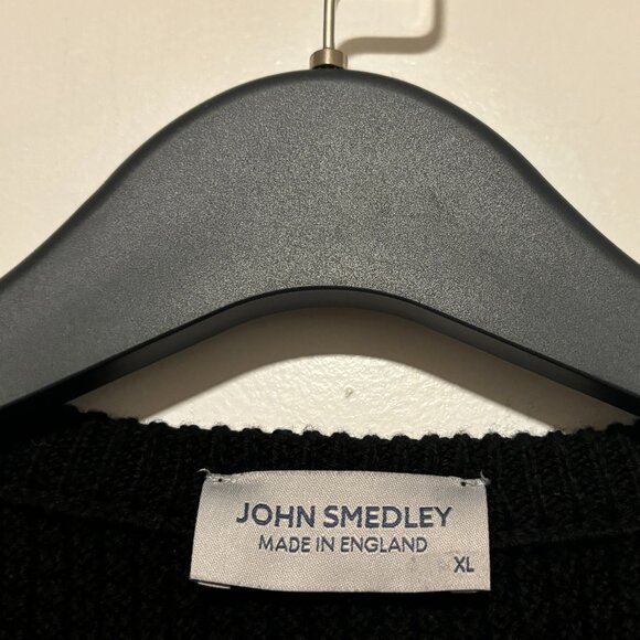 John Smedley Black Merino Wool Crewneck Sweater  Made In England Size XL - Picture 2 of 16